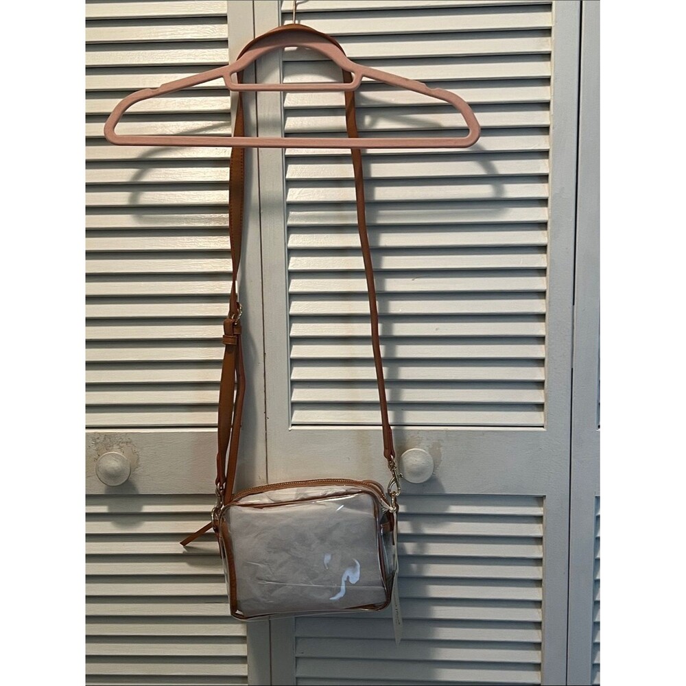 #2090*Clear PVC Crossbody Bag with Brown Trim Universal Thread Good co.
